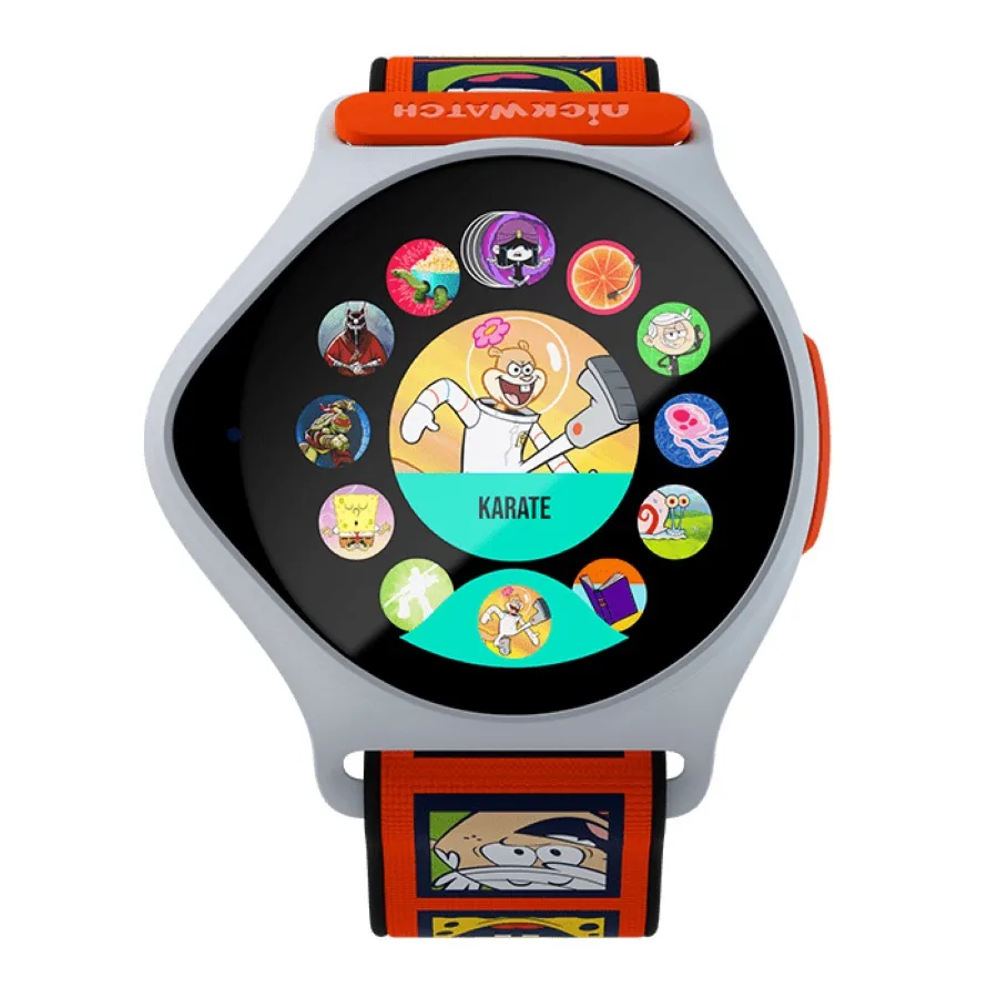 מסך משחקים צבעוני על שעון NickWatch עם רצועת בובספוג